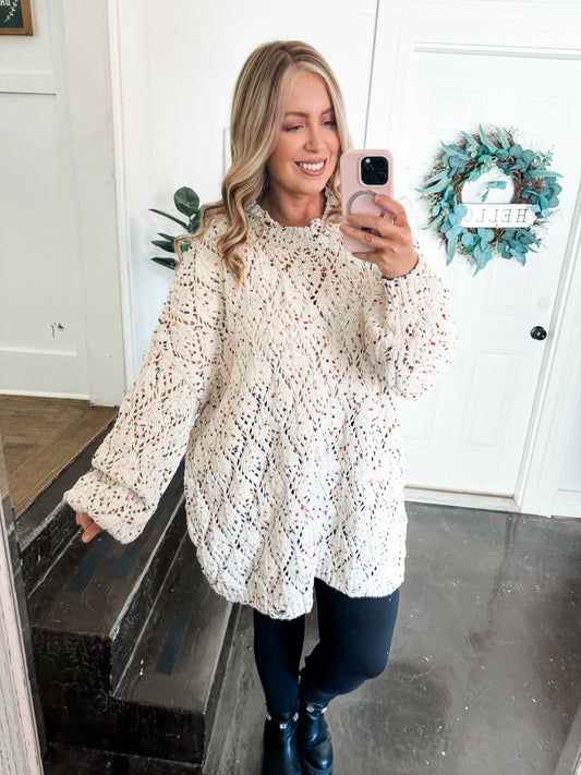 PLUS Multi-Color Crochet Sweater