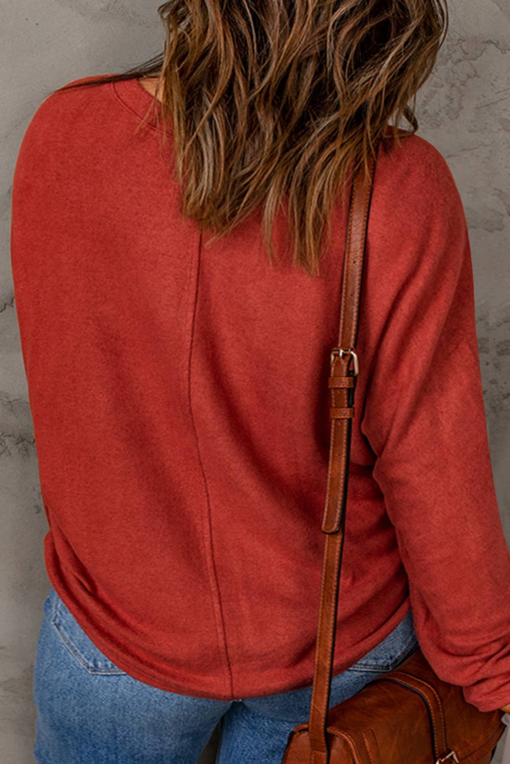 Plus Size Casual Red Solid Long Sleeve Tops (S-3X)