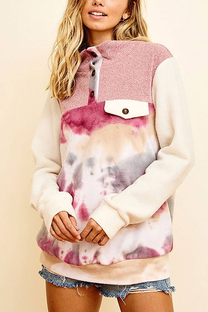 Marble Contrast Pullover Sweater