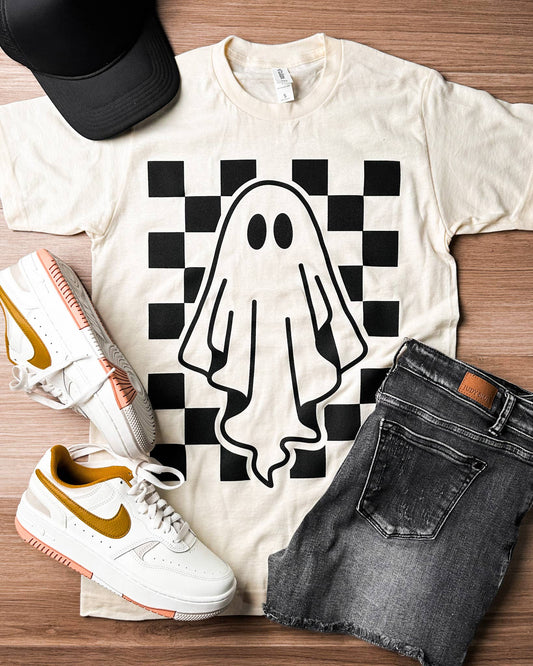 Checkered Ghost Graphic Tee S-3XL