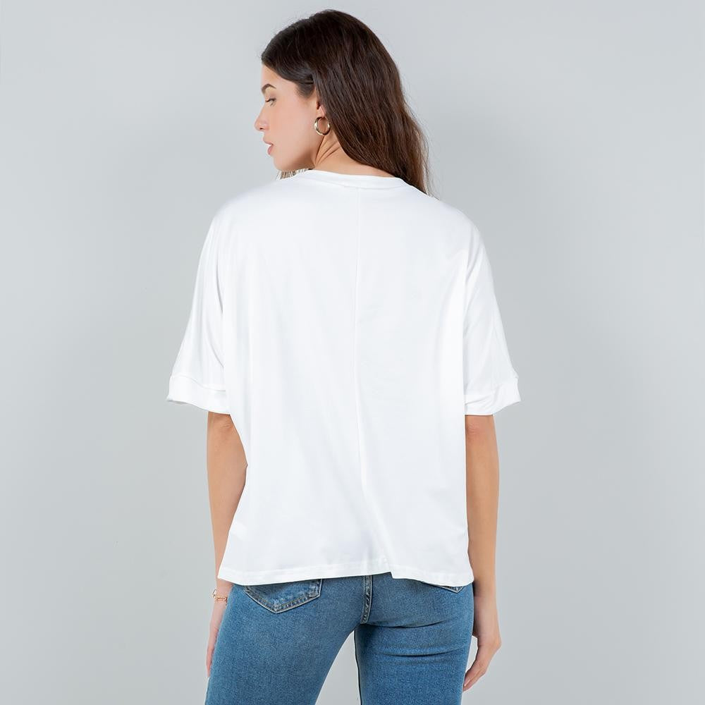 Oversized Cropped Boxy Tee With Sequin Tigers
