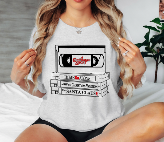 Christmas VHS Tapes Graphic Tee S-3XL