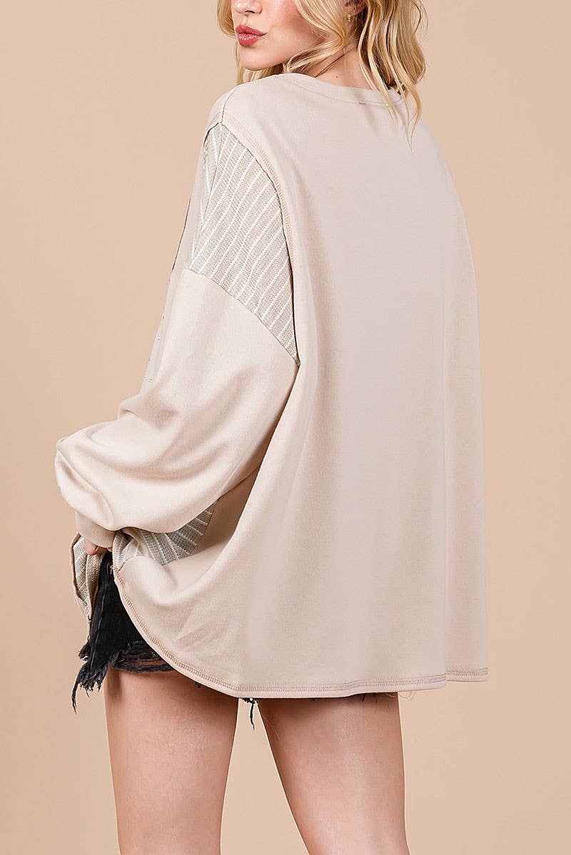 Taupe Oversized Rodeo Graphic Knit Sweater