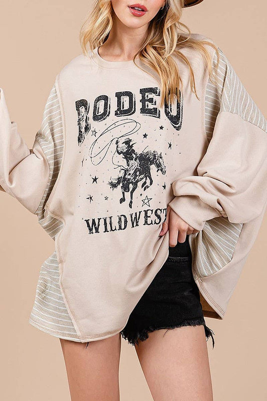 Taupe Oversized Rodeo Graphic Knit Sweater