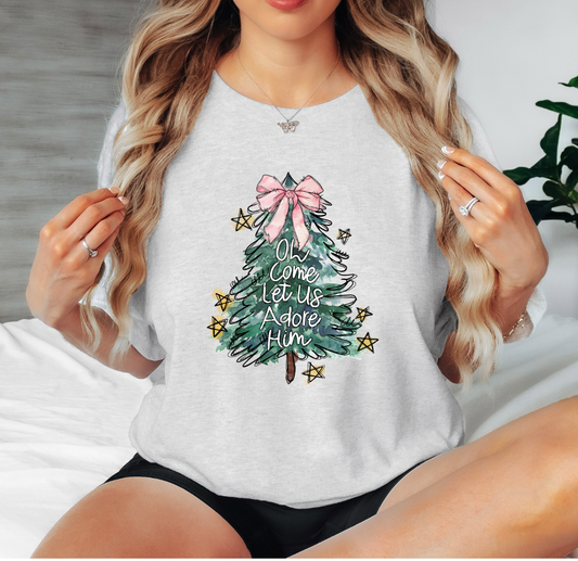 Let Us Adore Him Christmas Graphic Tee S-3XL